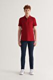 Erkek Bordo %100 Pamuk Serin Tutan Standart Fit Normal Kesim Polo Yaka T-Shirt E001004