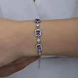 Gümüş Baget Mor Taşlı Kadın Bileklik