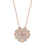 Gümüş Kalpli Açılabilen Yonca Kadın Kolye