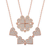 Gümüş Kalpli Açılabilen Yonca Kadın Kolye