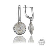 Swarovski Crystal Taşlı Gümüş Beyaz Sallantılı Kadın Küpe