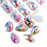 Gymo Premium Delikli Dikme Kristal Taş Teardrop 10*14mm Crystal AB (36 Ad)