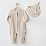 Bebek Tulum Takım Romper Bibs Set Velvet Happy Newyear AC25324