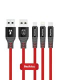 Beşiktaş Micro USB Hızlı Şarj Aleti Kırmızı