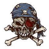 Komik korsan kafatası araba Sticker Etiket 18CM