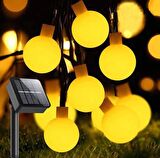 SGE TEKNOLOJİ GÜNEŞ ENERJİLİ 5 METRE 20 LED SARI BAHÇE TERAS PARTİ BALKON SÜSÜ AYDINLATMA LAMBASI
