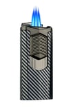 Quantoro 3 Torch Pürmüz Siyah-Karbon Metal Puro Çakmağı - TRZ1007