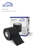 Ac-150 Yüz & Vücut Uyumlu Hipoalerjenik Kinesyo Tape Ağrı Bandı 5m X 5cm Siyah Renk 1 Beden