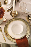 Kütahya Porselen Bone İlay 36 Parça 6 Kişilik Yemek Takımı Altın File