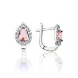 Gümüş Pembe Taşlı Damla J Kadın Küpe