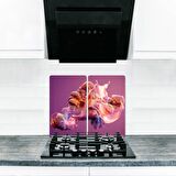 Sabanbaba Ocak Arkası Koruyucu Mor Tablo 60 cm x 52 cm 2 Parça 4'lü Ocaklar