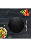 Çap 20 Cm Siyah Altıgen Desenli Cam Kesme Tablası
