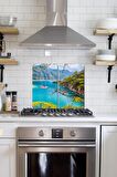2' li 30x52 cm Fethiye Desenli Cam Ocak Arkası Koruyucusu