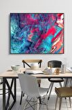 50 x 60 cm Kırmızı Mavi Alacalı Desenli Cam Tablo 4mm Temperli Camdır