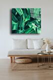 50 x 60 cm Yeşil Yapraklar Desenli Cam Tablo 4mm Temperli Camdır