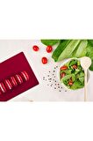 20x30 cm Kırmızı Makaron Desenli Cam Kesim Tablası