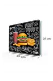 20x30 cm Fast Food Desenli Cam Kesme Tablası