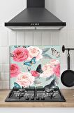 60x70 cm Model 13 Desenli Cam Ocak arkası Koruyucu