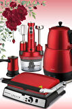 GoldMaster Elit Elektrikli Mutfak Çeyiz Seti 4 lü Evlilik Paketi Kırmızı GM7710