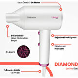 GOLDMASTER BY 5110 DİAMOND SAÇ KURUTMA FÖN MAKİNESİ 2000W IONİC IYONİK 2 KADEME HIZ AYARLI FUŞYA BEYAZ