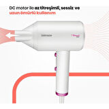 GOLDMASTER BY 5110 DİAMOND SAÇ KURUTMA FÖN MAKİNESİ 2000W IONİC IYONİK 2 KADEME HIZ AYARLI FUŞYA BEYAZ