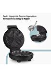 Cookie 1000w Taşmayı Önleyen Derin Plakalı Isı Kontrollü Waffle Makinesi Inox Siyah