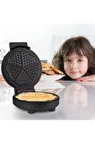 Cookie 1000w Taşmayı Önleyen Derin Plakalı Isı Kontrollü Waffle Makinesi Inox Siyah