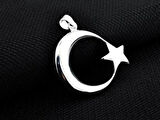 Şanlı Ay Yıldız Büyük Boy  925 Ayar Gümüş Erkek Kolye Ucu
