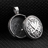 Çift Taraflı Zulfikar Desenli Açılabilir Cevşen  925 Ayar Gümüş Erkek Kolye Ucu