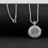 Çift Taraflı Açılabilir Cevşen  925 Ayar Gümüş Erkek Kolye