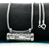 Dualı Cevşeni Kalın Zincir 925 Ayar Gümüş Erkek Kolye