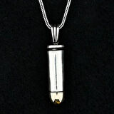 Özel Mermi Kurşun 925 Ayar Gümüş Erkek Kolye