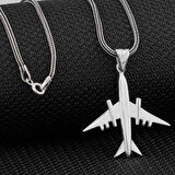 Uçak Tsarımlı  925 Ayar Gümüş Erkek Kolye
