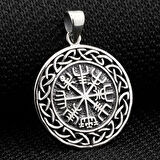 Viking Vegvisir Pusulası 925 Ayar Gümüş Erkek Kolye Ucu