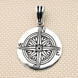 Pusula Yön Tasarımlı 925 Ayar Gümüş Erkek Kolye Ucu