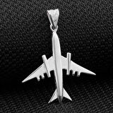 Uçak Tsarımlı  925 Ayar Gümüş Erkek Kolye Ucu