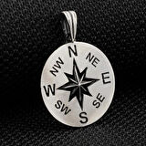 Pusula Tasarımlı 925 Ayar Gümüş Erkek Kolye Ucu