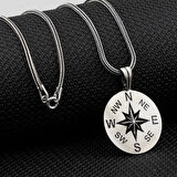 Pusula Tasarımlı 925 Ayar Gümüş Erkek Kolye