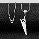 Testere Tasarımlı 925 Ayar Gümüş Erkek Kolye