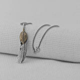 Tüy Motifli  925 Ayar Gümüş Erkek Kolye