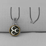 Üç Hilal Ortası Dönen 925 Ayar Gümüş Erkek Kolye