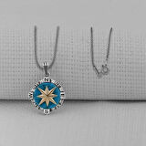 Pusula Tasarımlı 925 Ayar Gümüş Erkek Kolye