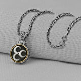 Üç Hilal Ortası Dönen 925 Ayar Gümüş Erkek Kolye