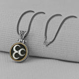 Üç Hilal Ortası Dönen 925 Ayar Gümüş Erkek Kolye