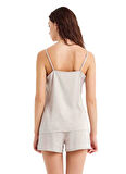 Blackspade Yuvarlak Yaka Düz Bej Kadın Pijama Takımı 60489