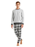 Blackspade 40603 Uzun Kollu Bisiklet Yaka Erkek Pijama Takımı GRİ