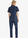 Blackspade Gömlek Yaka Baskılı Lacivert Kadın Pijama Takımı 51839