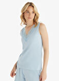 Blackspade V Yaka Düz Mavi Kadın Pijama Takımı 51847