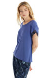 Blackspade Yuvarlak Yaka Düz Mavi Kadın Pijama Takımı 60538