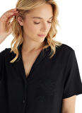 Blackspade Gömlek Yaka Düz Siyah Kadın Pijama Takımı 51803